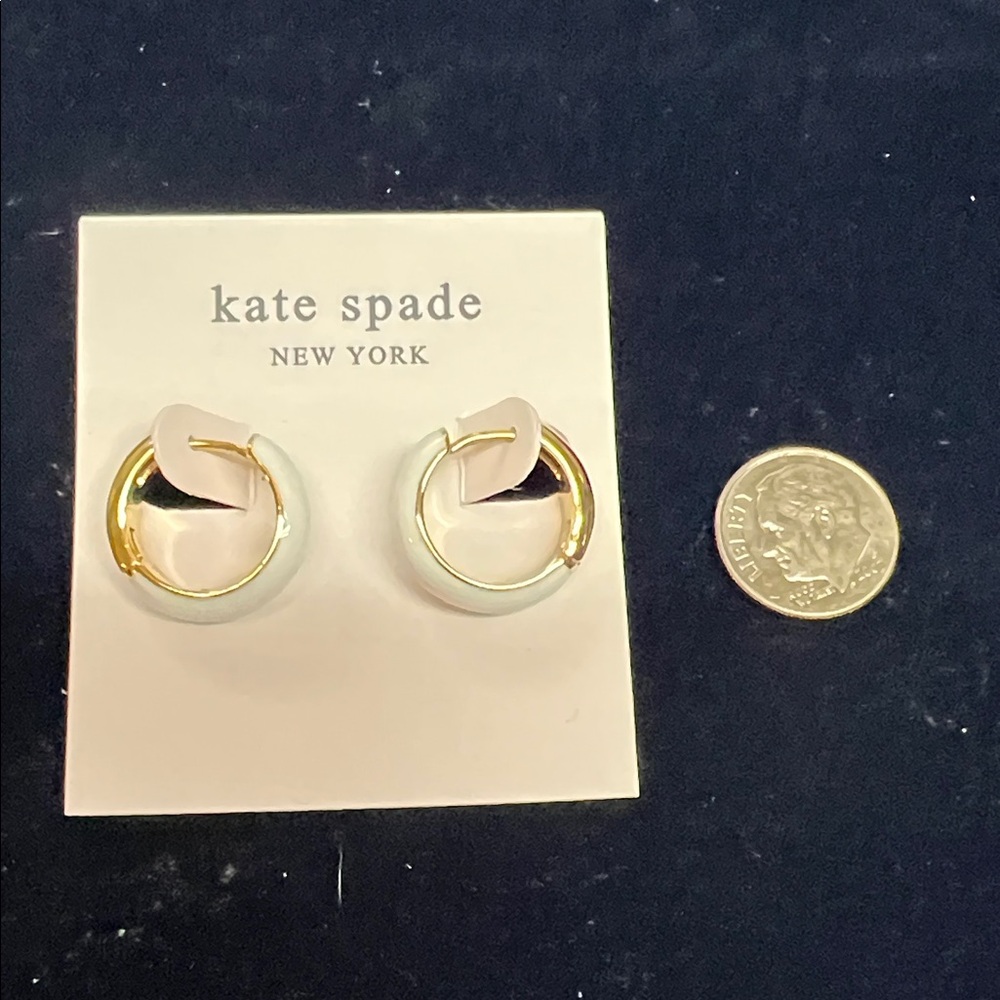 kate spade White and Gold Enamel Hoop Stud Earrings